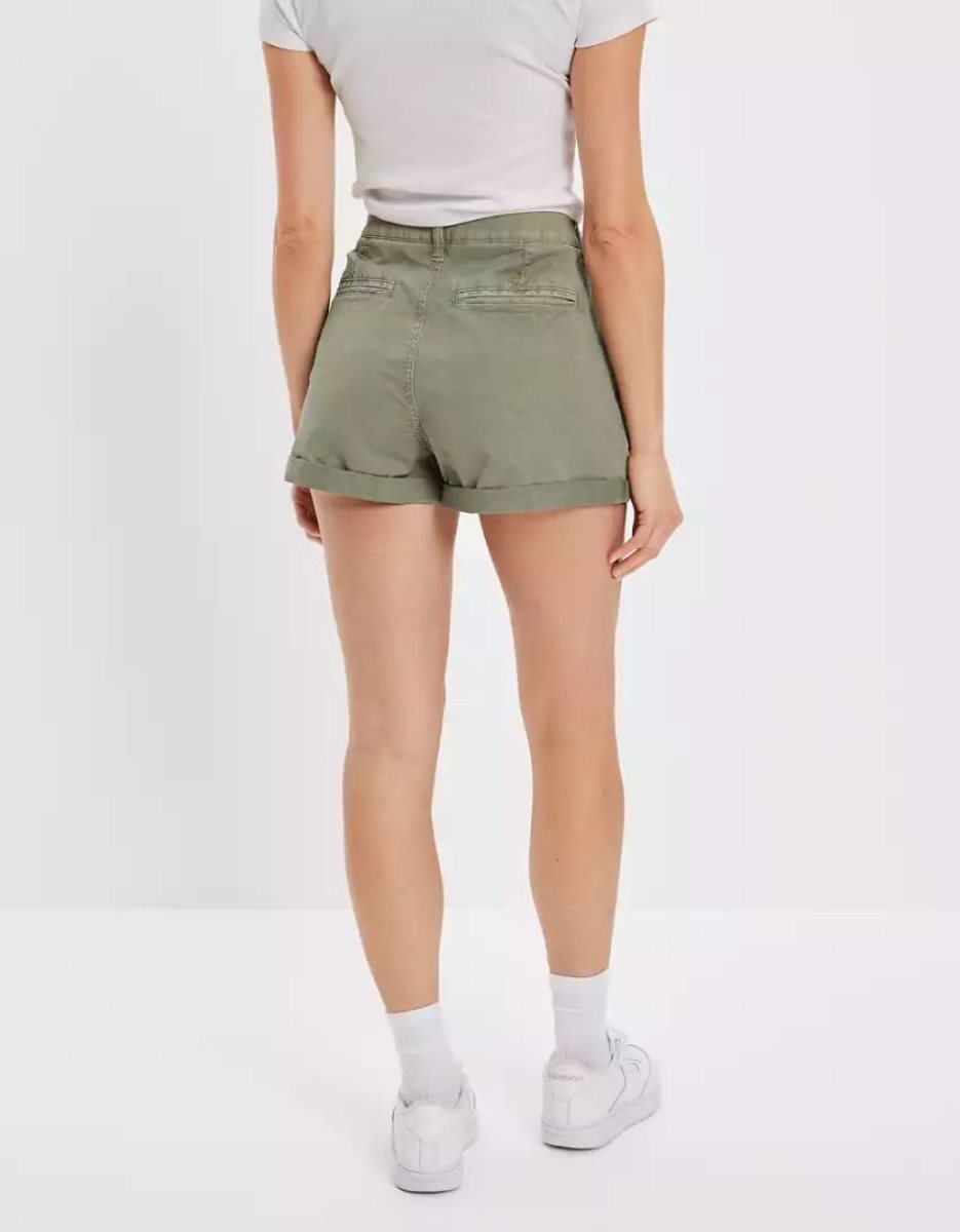 Shorts American Eagle AE Stretch Twill Highest Taille Baggy Midi Vert Olive Femme | CGG-46328276